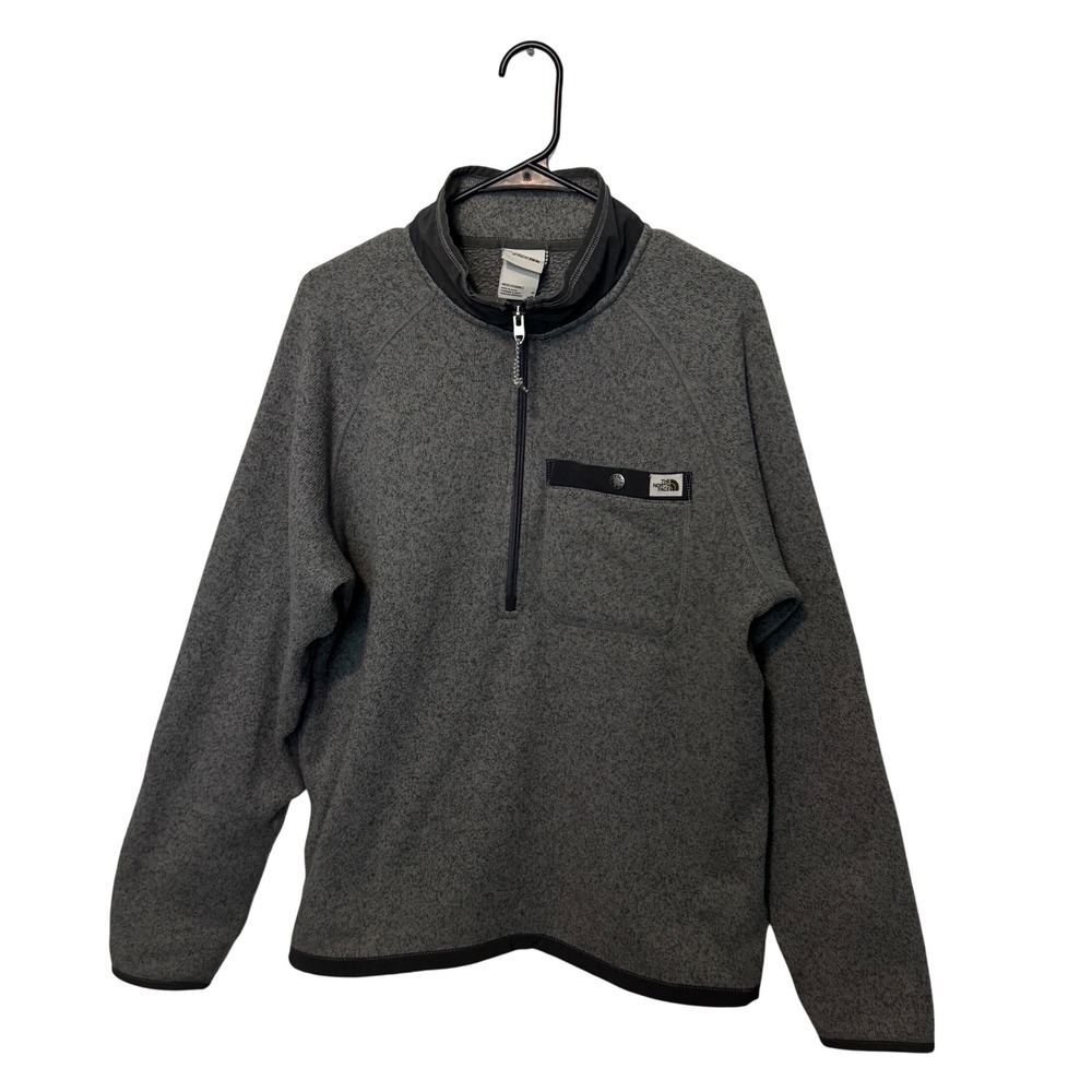 The North Face Gordon Lyons 1/4 Zip Sweater Mens Medium Gray Fleece Pullover